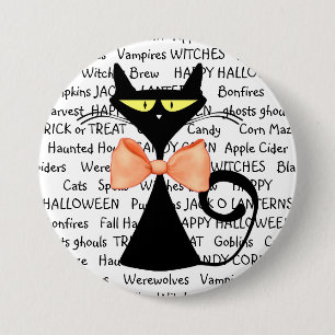 Happy Halloween Black Orange Bowtie Button
