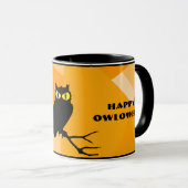 Happy Halloween Black Orange Owl Tasse (VorderseiteRechts)