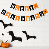 Happy Halloween Black Orange Pattern Wimpelkette