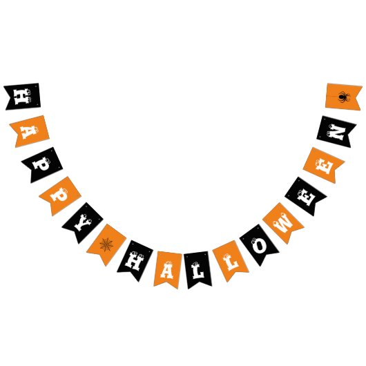 Happy Halloween Black Orange Pattern Wimpelkette (Alle)