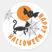Happy Halloween Black & Orange Round Stickers (Vorderseite)