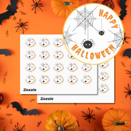 Happy Halloween Black & Orange Round Stickers