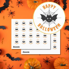 Happy Halloween Black & Orange Round Stickers