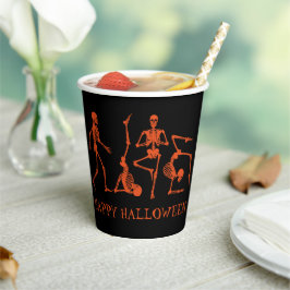 Happy Halloween Black Orange Skeleton Party Pappbecher