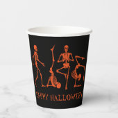 Happy Halloween Black Orange Skeleton Party Pappbecher (Rückseite)
