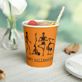 Happy Halloween Black Orange Skeleton Party Pappbecher