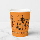Happy Halloween Black Orange Skeleton Party Pappbecher (Rückseite)