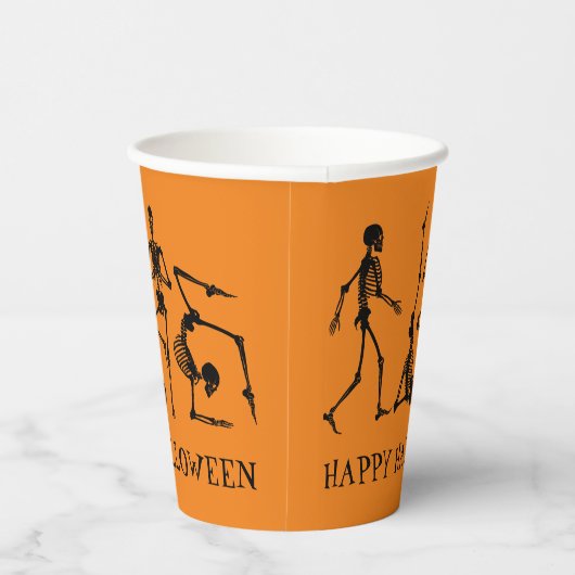 Happy Halloween Black Orange Skeleton Party Pappbecher (Rechts)