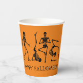 Happy Halloween Black Orange Skeleton Party Pappbecher (Vorderseite)