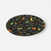 Happy Halloween Black Pattern Pappteller (Schrägansicht)