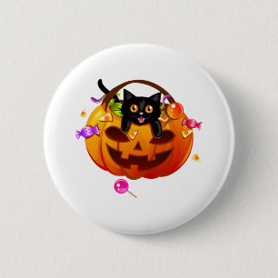 Happy_ Halloween black paw for halloween Button