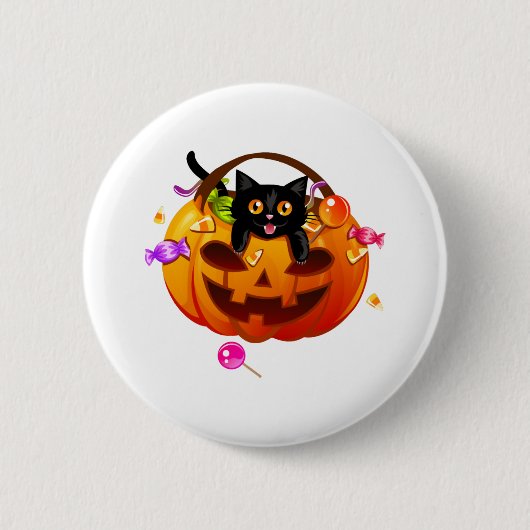 Happy_ Halloween black paw for halloween Button (Vorderseite)
