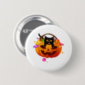 Happy_ Halloween black paw for halloween Button (Vorne & Hinten)