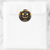 Happy Halloween Black Pumpkin Runder Aufkleber (Tasche)