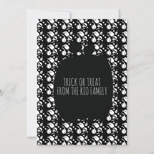 Happy Halloween Black Pumpkin Skull Pattern Card (Vorderseite)