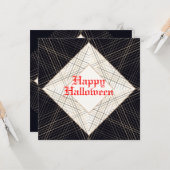 Happy Halloween Black Red elegante Kunst Deko Karte (Vorderseite/Rückseite Beispiel)