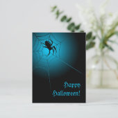 Happy Halloween Black Spider im Web Postkarte (Stehend Vorderseite)