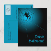 Happy Halloween Black Spider im Web Postkarte (Vorne/Hinten)