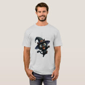 Happy Halloween Black Witch Cat Wave ✨🐾🎃 T-Shirt (Vorne ganz)