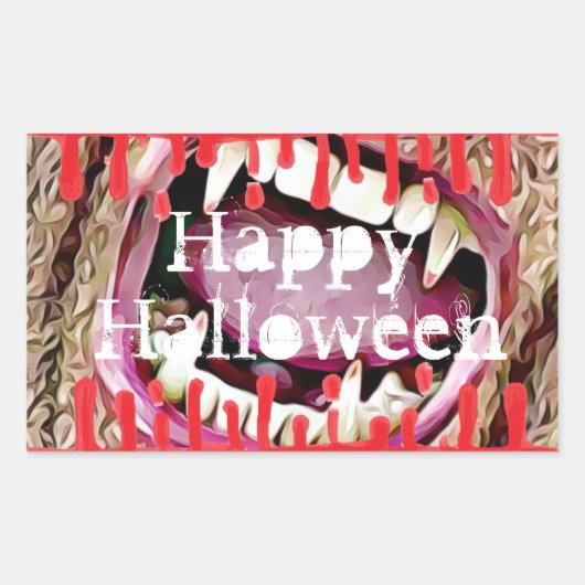 Happy Halloween Bloody Vampire Teeth Stickers (Vorderseite)