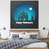 Happy Halloween Blue and Black Spuk House Leinwanddruck (Insitu (Schlafzimmer))