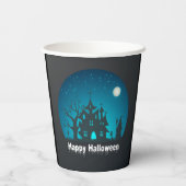 Happy Halloween Blue and Black Spuk House Pappbecher (Rückseite)