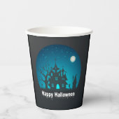 Happy Halloween Blue and Black Spuk House Pappbecher (Vorderseite)