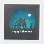 Happy Halloween Blue and Black Spuk House Serviette (Vorderseite)