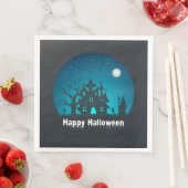 Happy Halloween Blue and Black Spuk House Serviette (Beispiel)