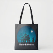 Happy Halloween Blue and Black Spuk House Tasche (Vorderseite)