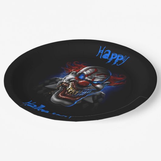 Happy Halloween Blue Eyes Evil Clown Pappteller (Schrägansicht)