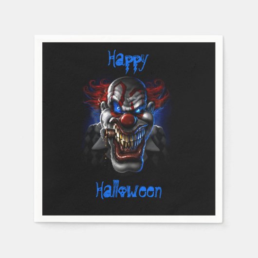 Happy Halloween Blue Eyes Evil Clown Serviette (Vorderseite)