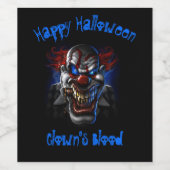 Happy Halloween Blue Eyes Evil Clown Weinetikett (Einzelnes Label)