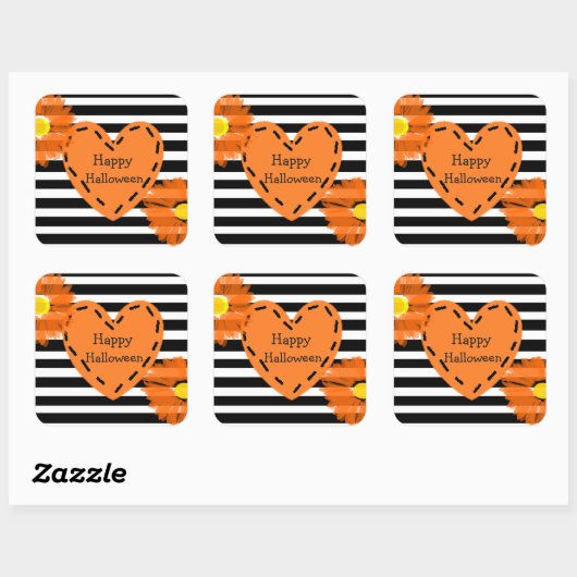 Happy Halloween Blumenkleber Quadratischer Aufkleber (Blatt)