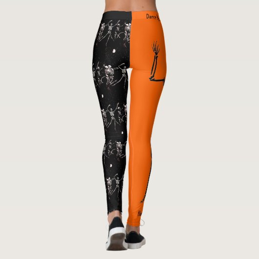 Happy Halloween Bone Tanzen Skelette Leggings (Rückseite)