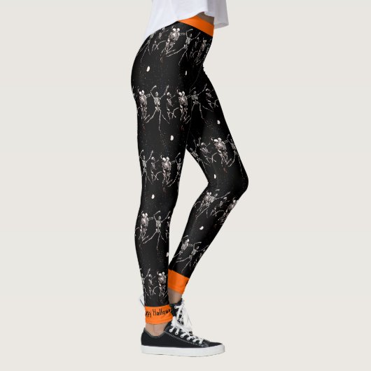 Happy Halloween Bone Tanzen Skelette Leggings (Rechts)