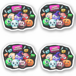 Happy Halloween Boo, 3D-Charakter Set von 4 Aufkleber