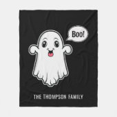 Happy Halloween Boo Ghost Custom Familienname Blac Fleecedecke (Vorderseite)