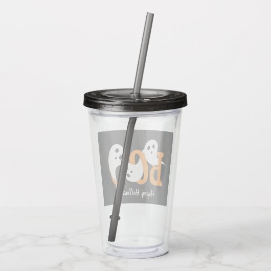 Happy Halloween Boo Ghosts Black Acryltrinkbecher (Rückseite)