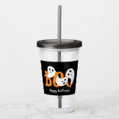 Happy Halloween Boo Ghosts Black Acryltrinkbecher (Vorderseite)