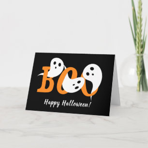 Happy Halloween Boo Ghosts Black Feiertagskarte