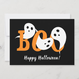 Happy Halloween Boo Ghosts Black Feiertagskarte