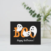 Happy Halloween Boo Ghosts Black Feiertagspostkarte (Stehend Vorderseite)