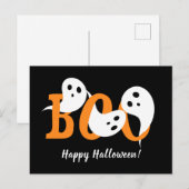 Happy Halloween Boo Ghosts Black Feiertagspostkarte (Vorne/Hinten)
