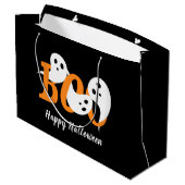Happy Halloween Boo Ghosts Black Große Geschenktüte (Rückseite Schrägansicht)