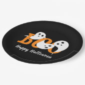 Happy Halloween Boo Ghosts Black Pappteller (Schrägansicht)