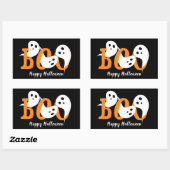 Happy Halloween Boo Ghosts Black Rechteckiger Aufkleber (Blatt)