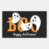 Happy Halloween Boo Ghosts Black Rechteckiger Aufkleber (Vorderseite)