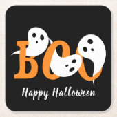Happy Halloween Boo Ghosts Black Rechteckiger Pappuntersetzer (Vorderseite)