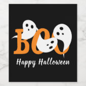 Happy Halloween Boo Ghosts Black Weinetikett (Einzelnes Label)